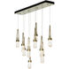 Link 10 Light 44.5 inch Modern Brass Pendant Ceiling Light in Clear Bubble, Rectangular