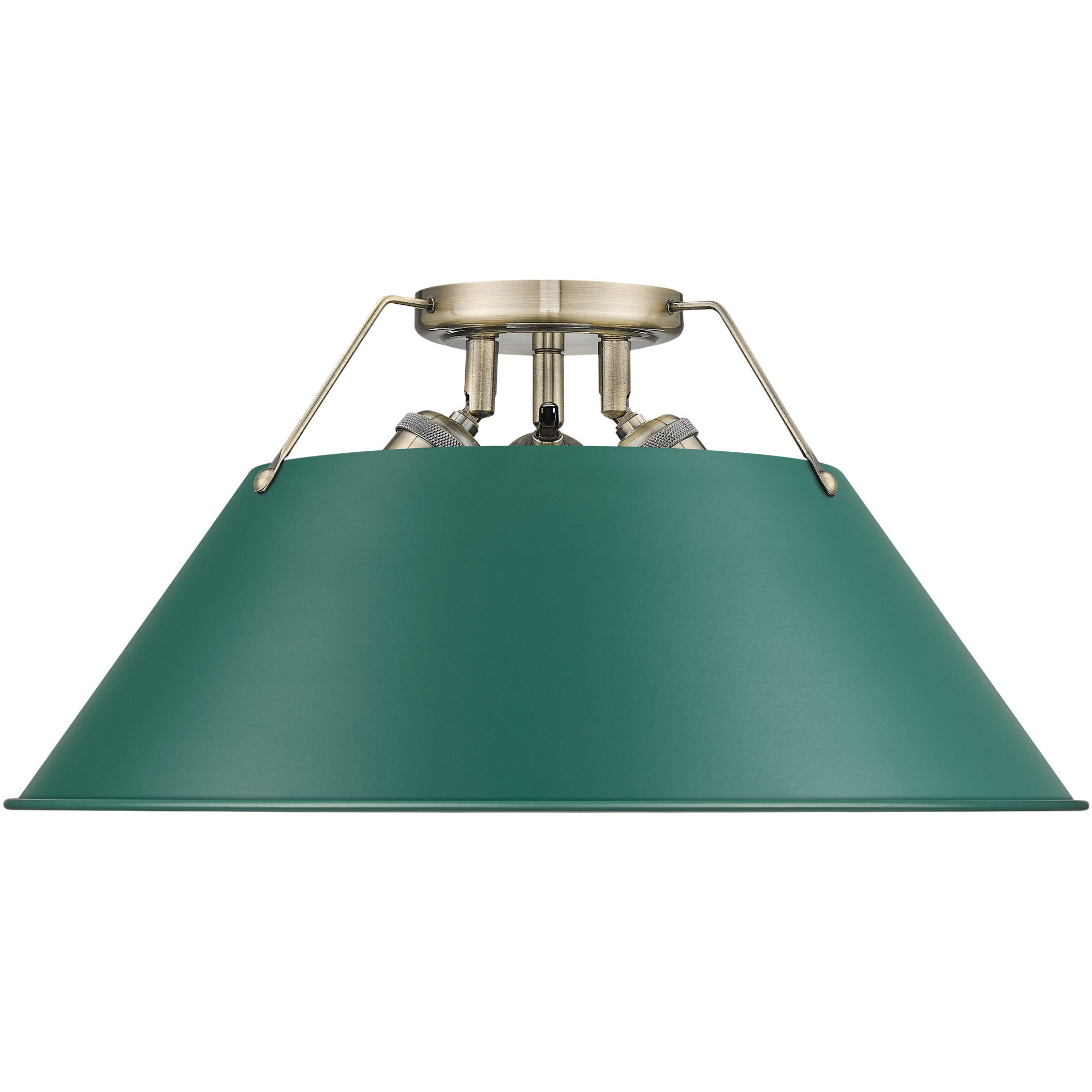 Yep Orwell 3 Light 18.75 inch Aged Brass Flush Mount Ceiling Light in Pine Green