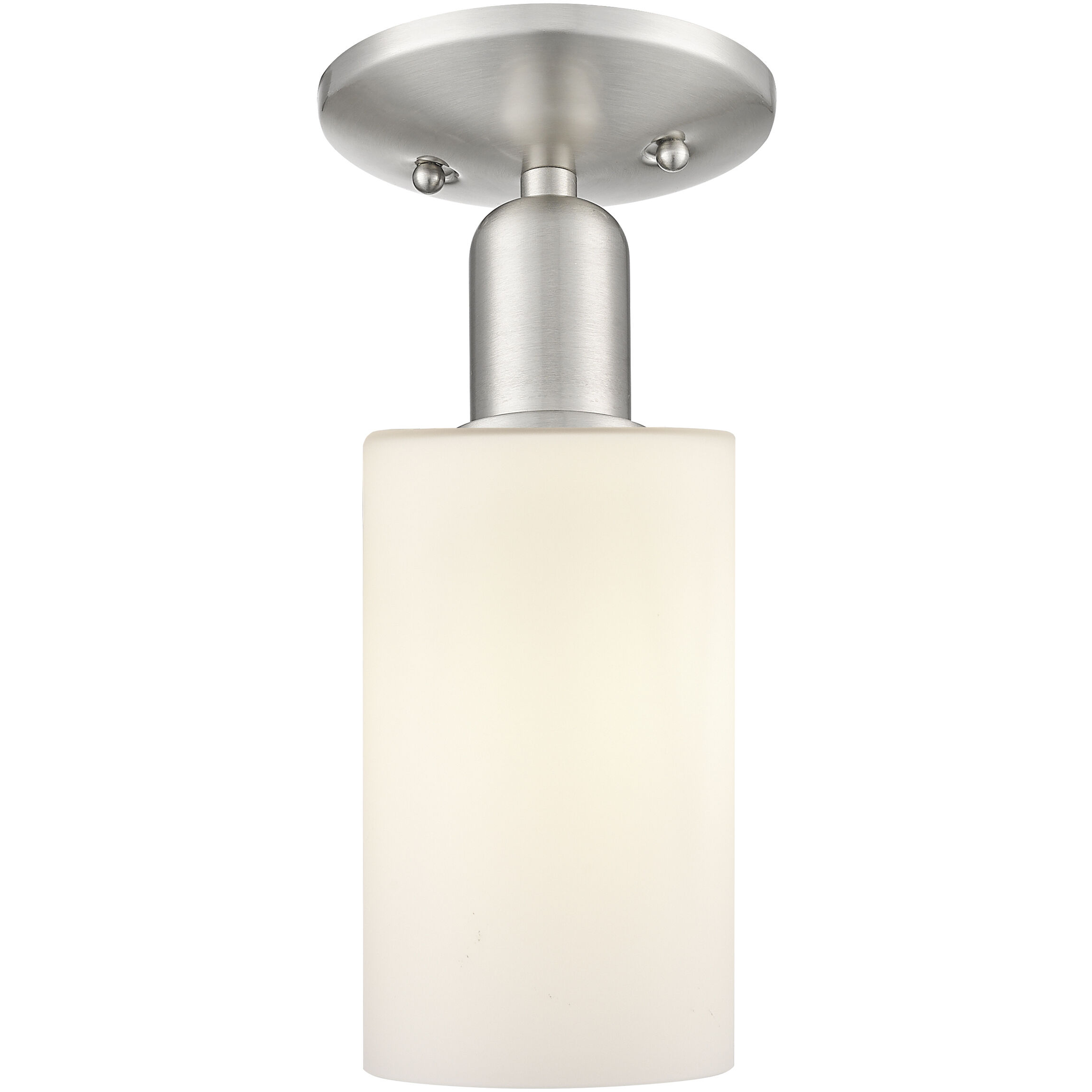 Arcadia Clymer 1 Light 4.88 inch Brushed Satin Nickel Semi-Flush Mount Ceiling Light in Matte White