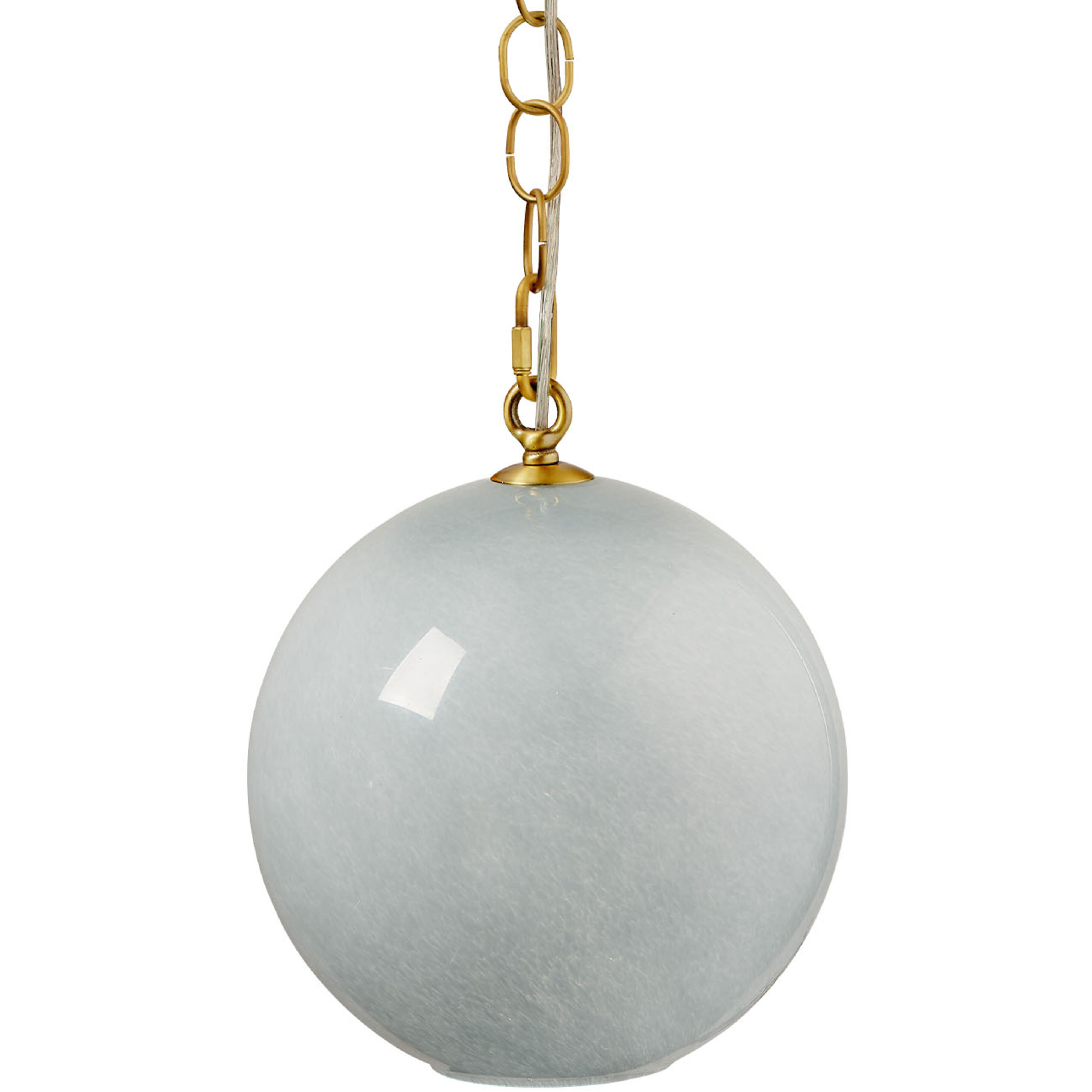 Camber 1 Light 11.5 inch Brass Pendant Ceiling Light in Blue Mouth-Blown Glass