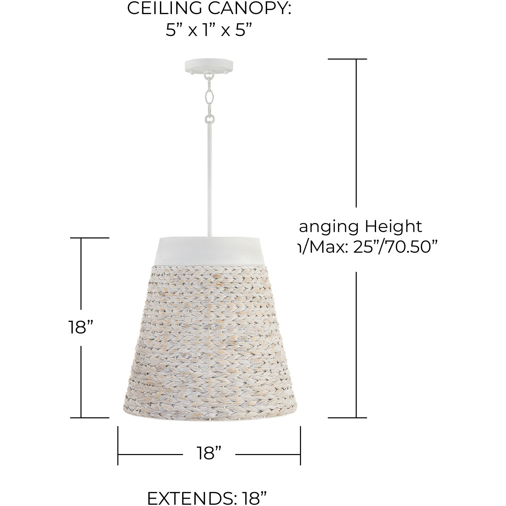 Tallulah 4 Light 18 inch Chalk Wash Pendant Ceiling Light