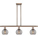 Ballston Athens Deco Swirl 3 Light 36 inch Antique Copper Stem Hung Island Light Ceiling Light