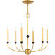 Cortlandt 6 Light 28 inch Natural Brass with Bronze Accents Chandelier Ceiling Light