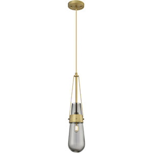 Milan 1 Light 4.38 inch Brushed Brass Pendant Ceiling Light in Plated Smoke Glass