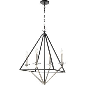 Raleigh 4 Light 23.5 inch Black Satin Nickel Chandelier Ceiling Light