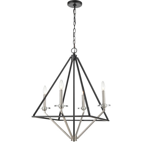 Raleigh 4 Light 23.5 inch Black Satin Nickel Chandelier Ceiling Light