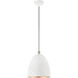 Arlington 1 Light 12 inch White with Brushed Nickel Accents Pendant Ceiling Light