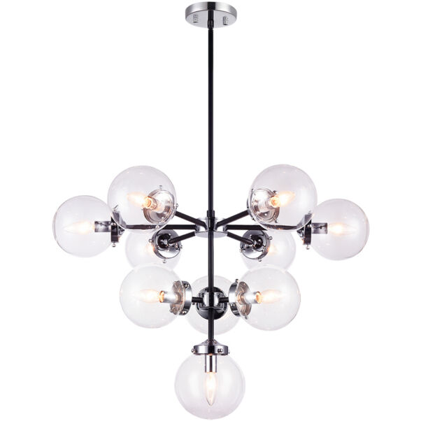 Maru 10 Light 29.38 inch Chrome Chandelier Ceiling Light in Chrome and Clear