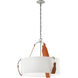 Saratoga 3 Light 26.2 inch Polished Nickel Pendant Ceiling Light in Leather Chestnut, Natural Anna, Small