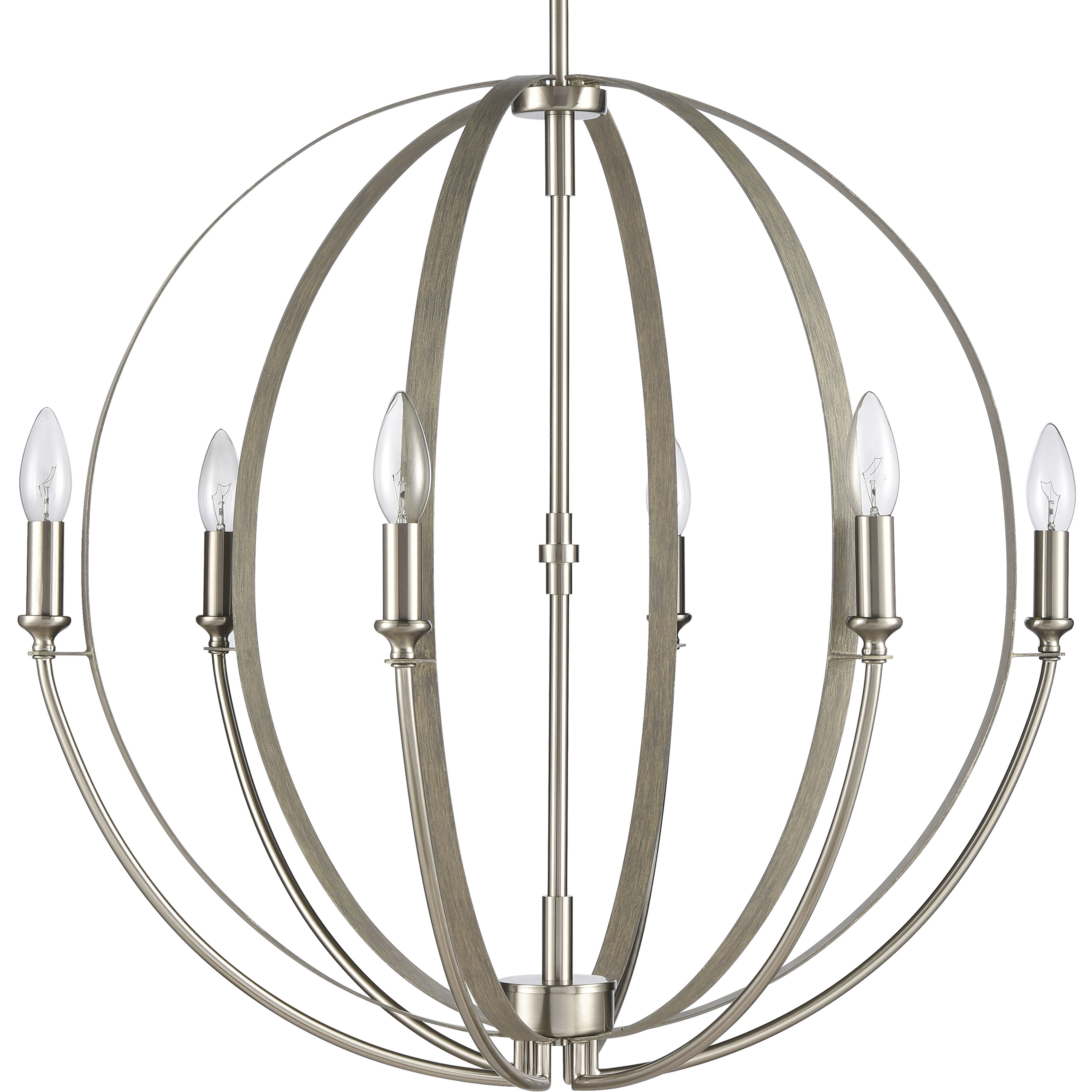 Rotunde 6 Light 26 inch Beechwood Chandelier Ceiling Light