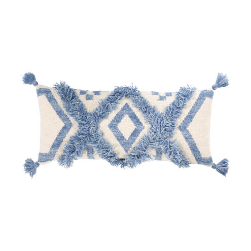 Helena 30 X 12 inch Denim/Ivory Pillow Cover in 12 x 30, Lumbar