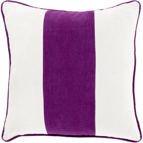 Linen Stripe 20 inch Dark Purple, Cream Pillow Kit
