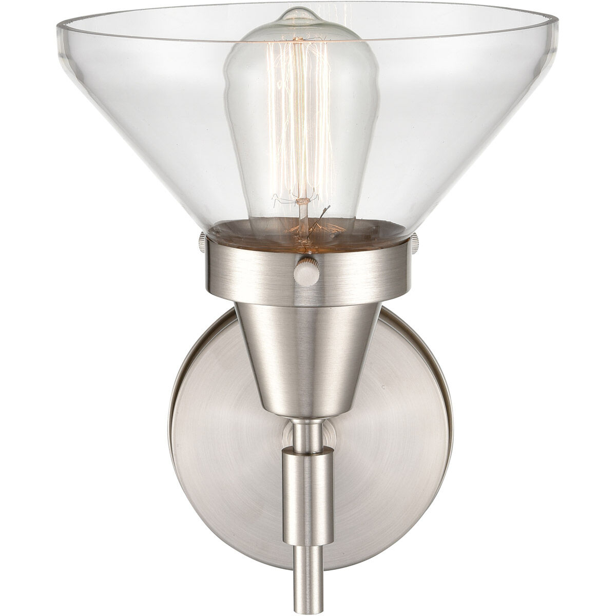 Caden LED 8 inch Satin Nickel Sconce Wall Light in Clear Glass