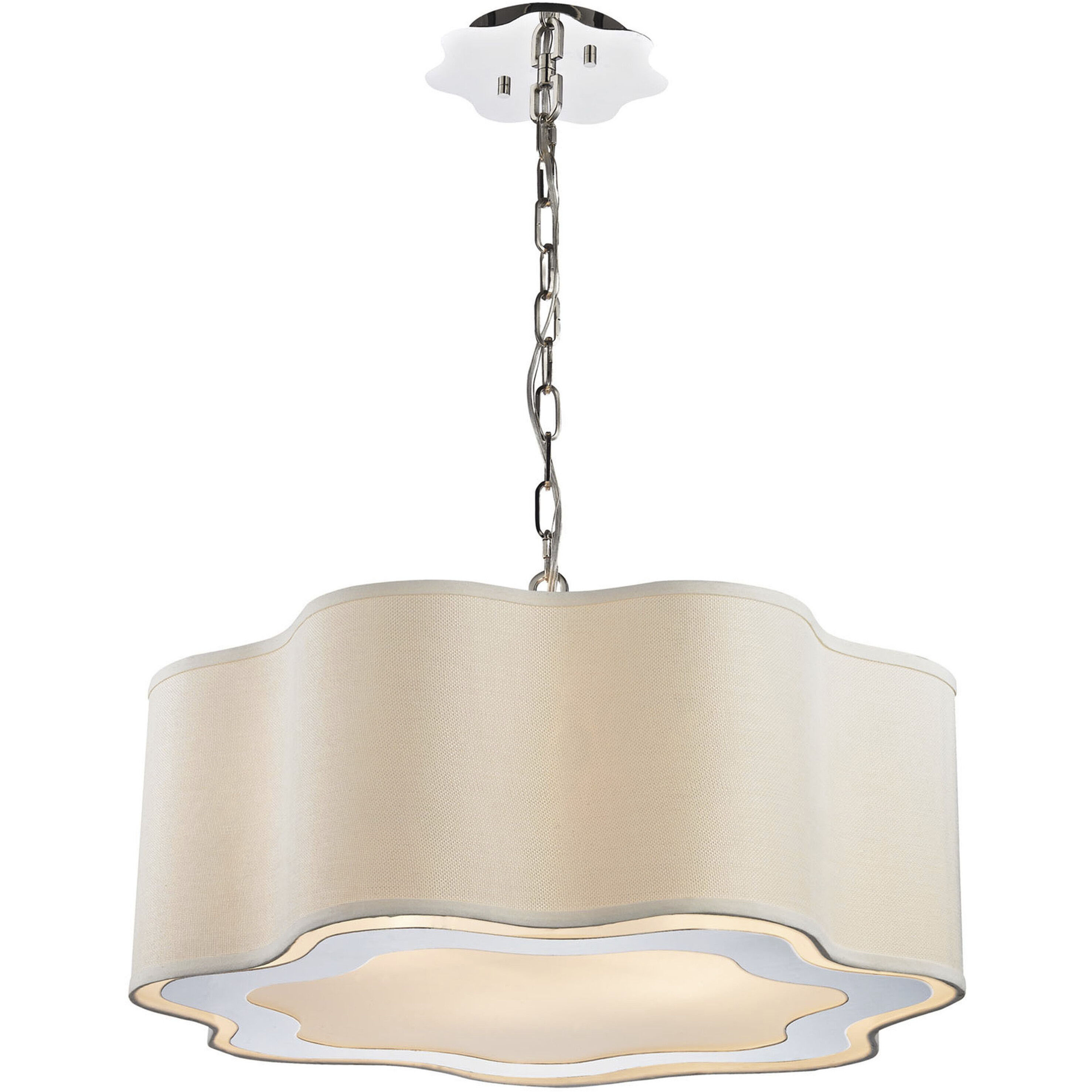 Villoy 6 Light 24 inch Polished Nickel with White Chandelier Ceiling Light
