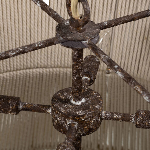 Gregory 8 Light 28.5 inch White Cotton Rope / Rust Chandelier Ceiling Light