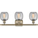 Ballston Belfast 3 Light 26 inch Antique Brass Bath Vanity Light Wall Light in Incandescent, Seedy Glass, Ballston
