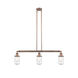 Franklin Restoration Dover 3 Light 37 inch Antique Copper Island Light Ceiling Light in Seedy Glass, Franklin Restoration