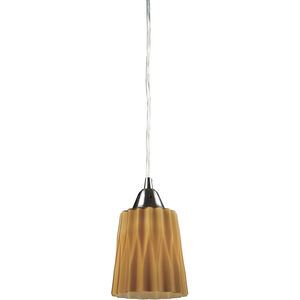 Angles 1 Light 5 inch Satin Nickel with Yellow Mini Pendant Ceiling Light