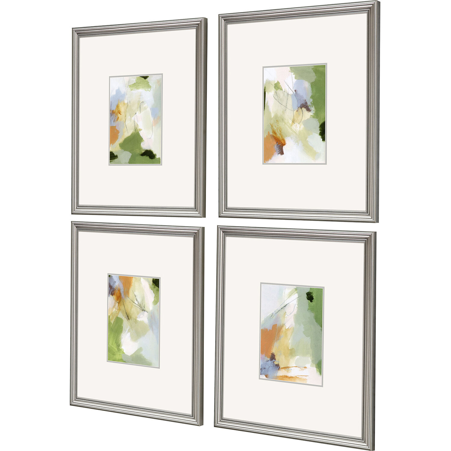 Abstract Green and Blue and Orange and Rust Framed Art
