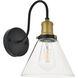 Histoire 1 Light 8 inch Brass and Black Wall Sconce Wall Light