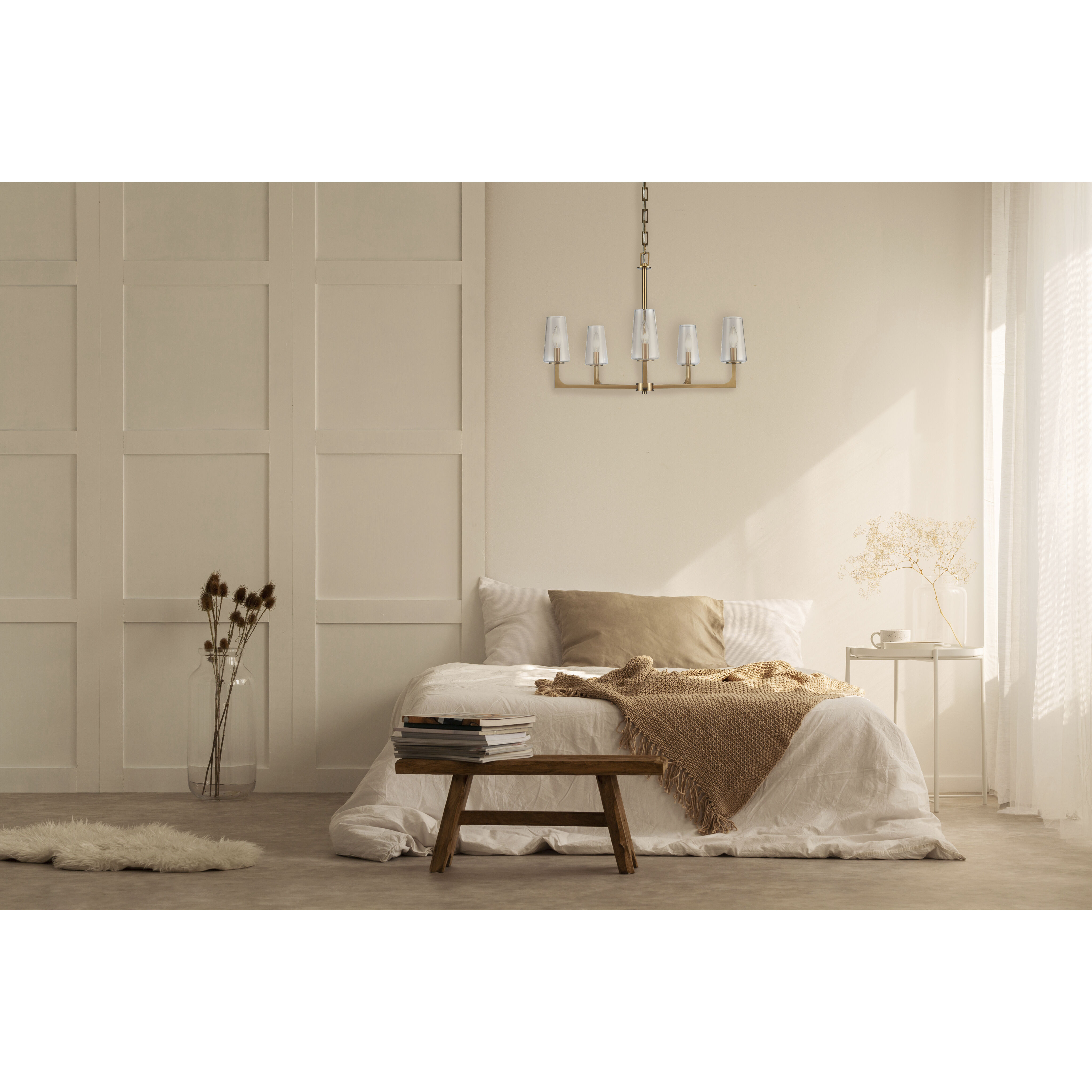 Fitzroy 5 Light 28 inch Lacquered Brass Chandelier Ceiling Light