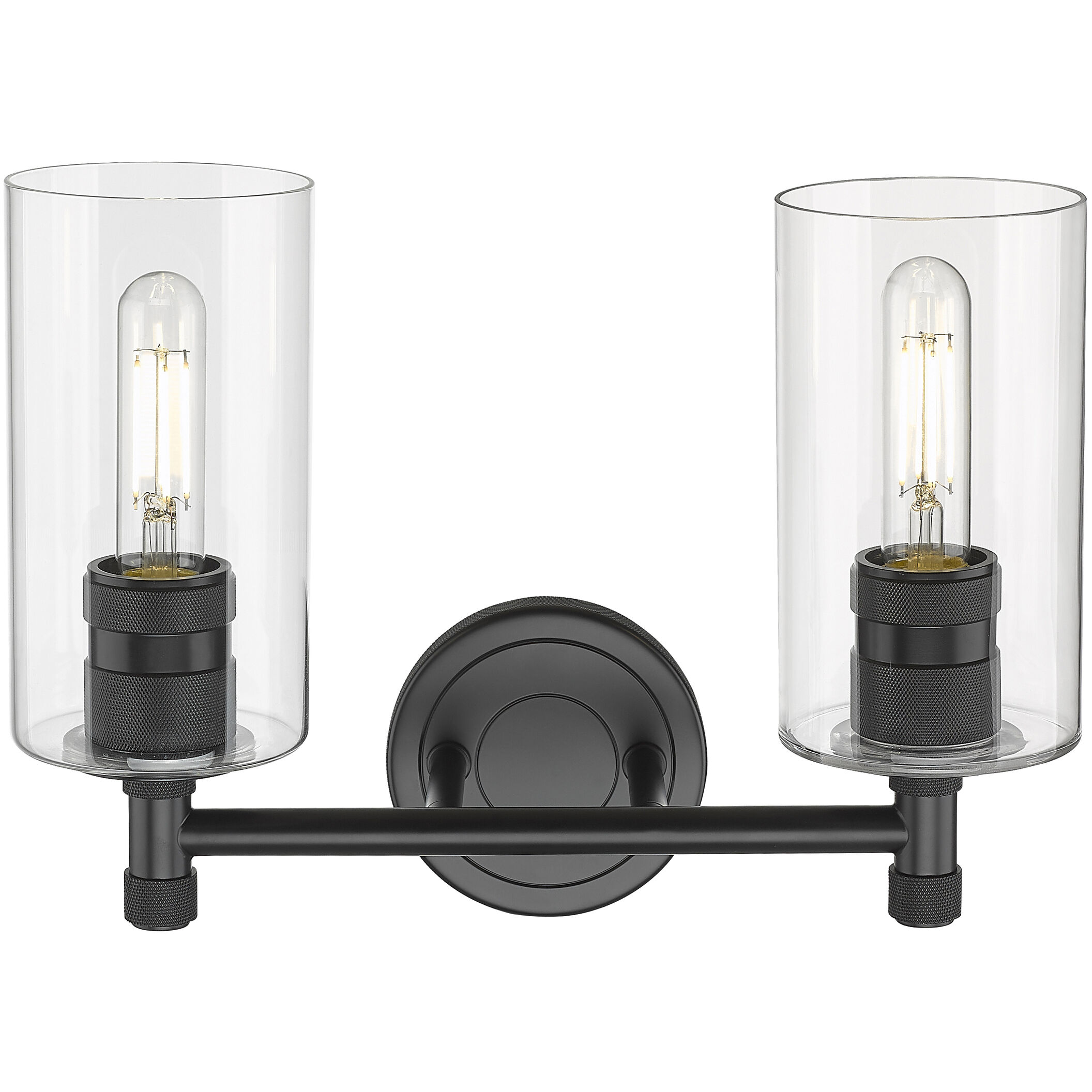 Downtown Urban Crown Point 2 Light 13.88 inch Matte Black Bath Vanity Light Wall Light in Clear
