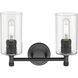 Downtown Urban Crown Point 2 Light 13.88 inch Matte Black Bath Vanity Light Wall Light in Clear