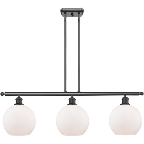 Ballston Athens LED 36 inch Matte Black Island Light Ceiling Light in Matte White Glass, Ballston
