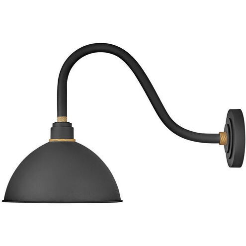 Foundry Dome Outdoor Barn Light in Textured Black, Gooseneck