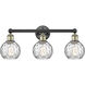 Athens Water Glass 3 Light 24 inch Black Antique Brass and Clear Water Glass Bath Vanity Light Wall Light