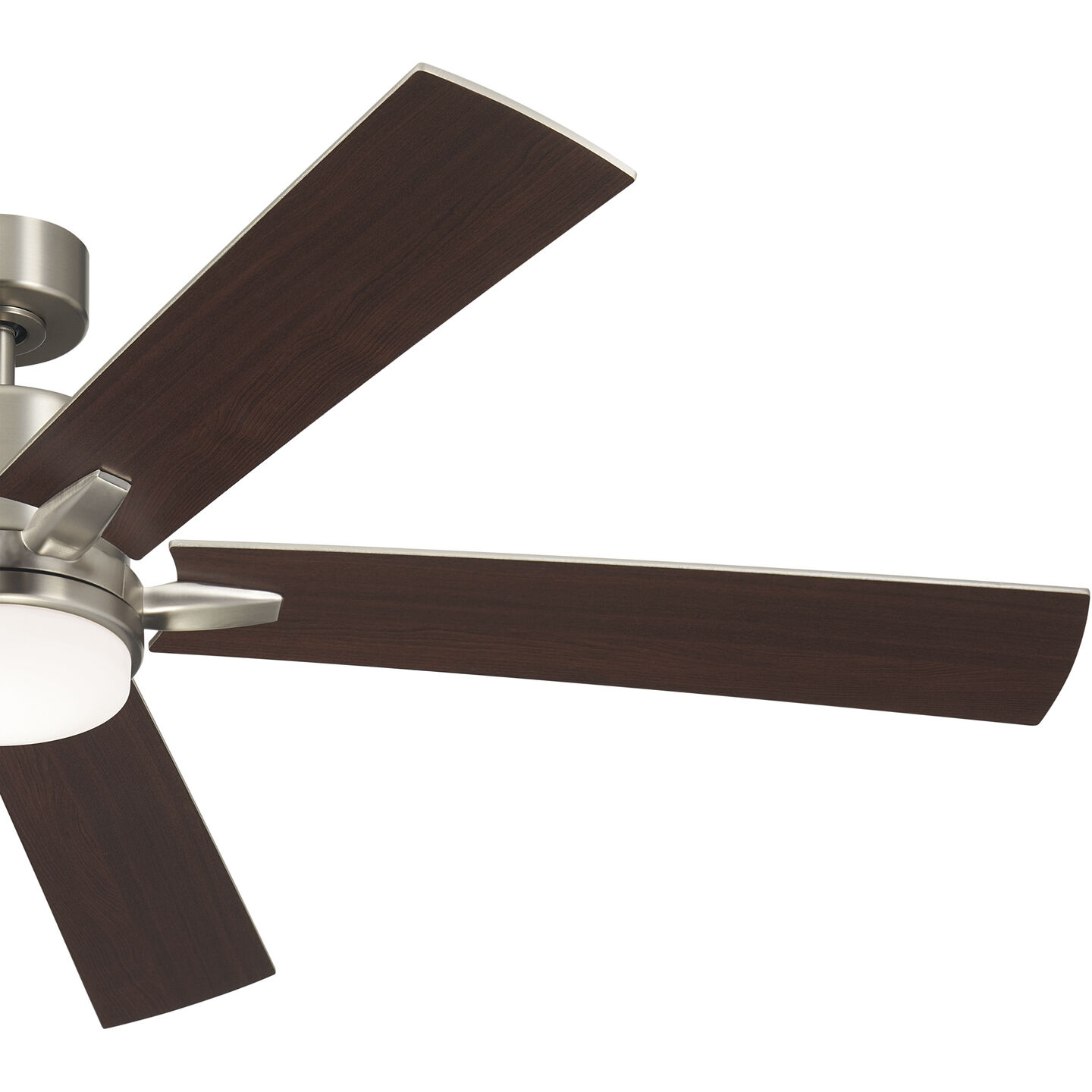Lucian 60 inch Brushed Nickel with Walnut/Silver Blades Ceiling Fan