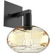 Coppa 1 Light 8 inch Matte Black Indoor Sconce Wall Light in Coppa Amber