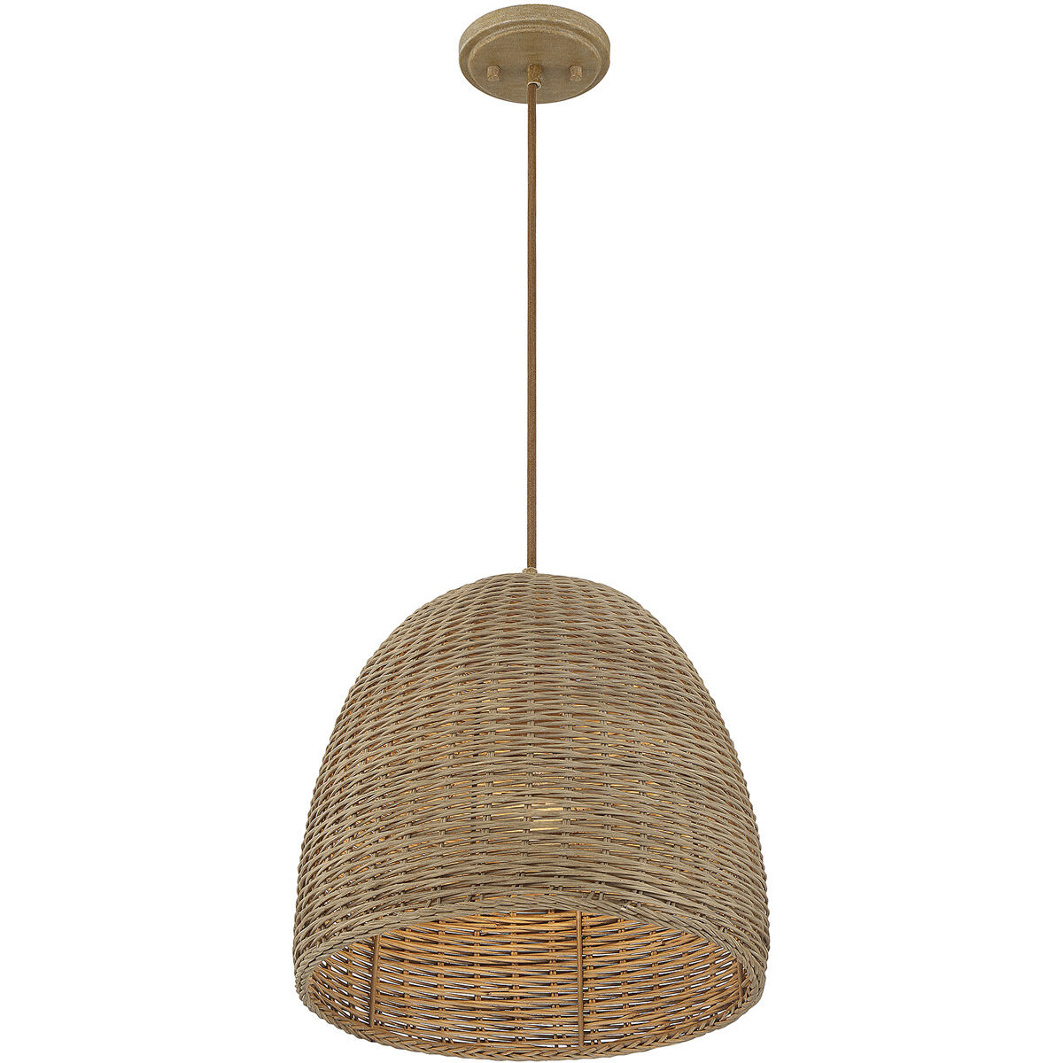 Bohemian 1 Light 14 inch Natural Wicker Pendant Ceiling Light