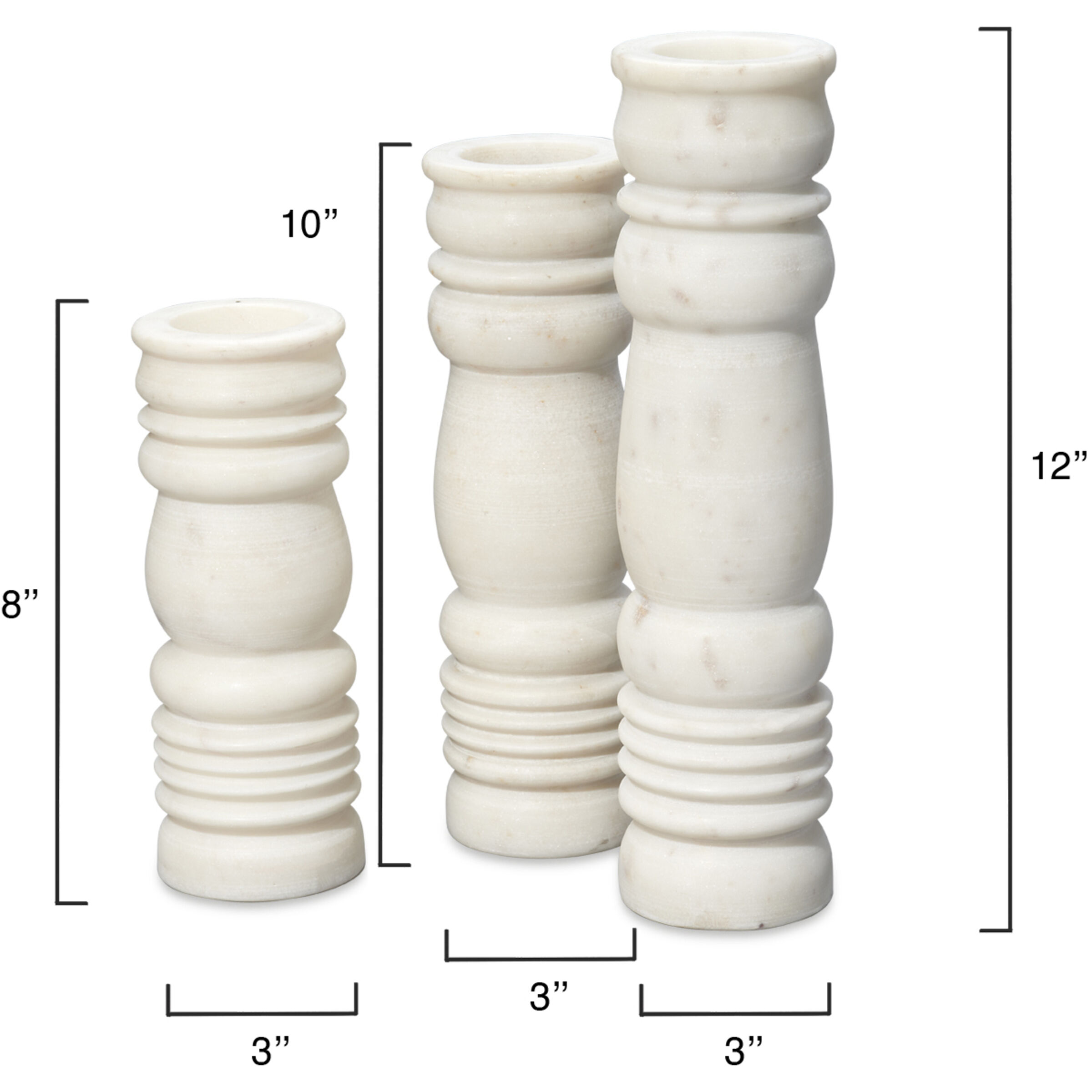 Monument 12 X 3 inch Candlesticks, Set of 3
