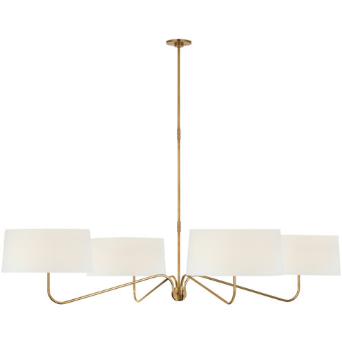 Thomas O'Brien Canto LED 68 inch Hand-Rubbed Antique Brass Four Arm Chandelier Ceiling Light, Grande