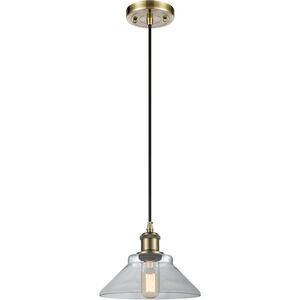 Ballston Orwell LED 8 inch Antique Brass Mini Pendant Ceiling Light in Clear Glass, Ballston