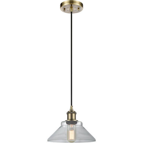 Ballston Orwell 1 Light 8 inch Antique Brass Mini Pendant Ceiling Light in Incandescent, Clear Glass, Ballston