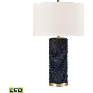 Sherman 27.5 inch 9.00 watt Navy with Antique Brass Table Lamp Portable Light