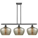Ballston Large Fenton 3 Light 38 inch Matte Black Island Light Ceiling Light in Mercury Glass, Ballston