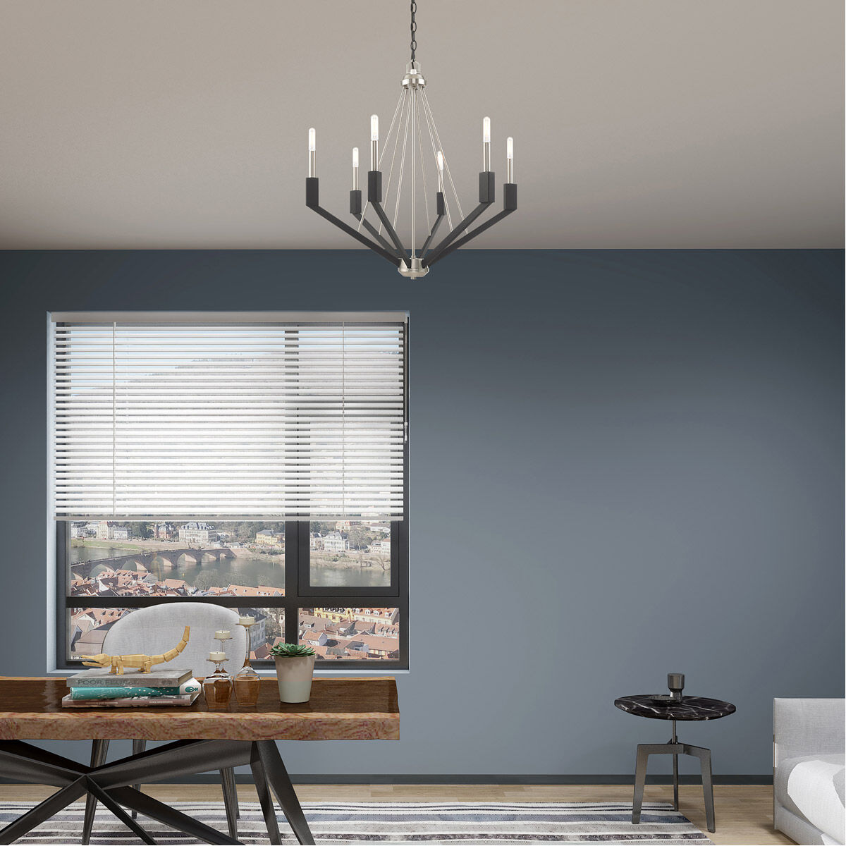 Beckett 6 Light 26 inch Brushed Nickel & Black Chandelier Ceiling Light