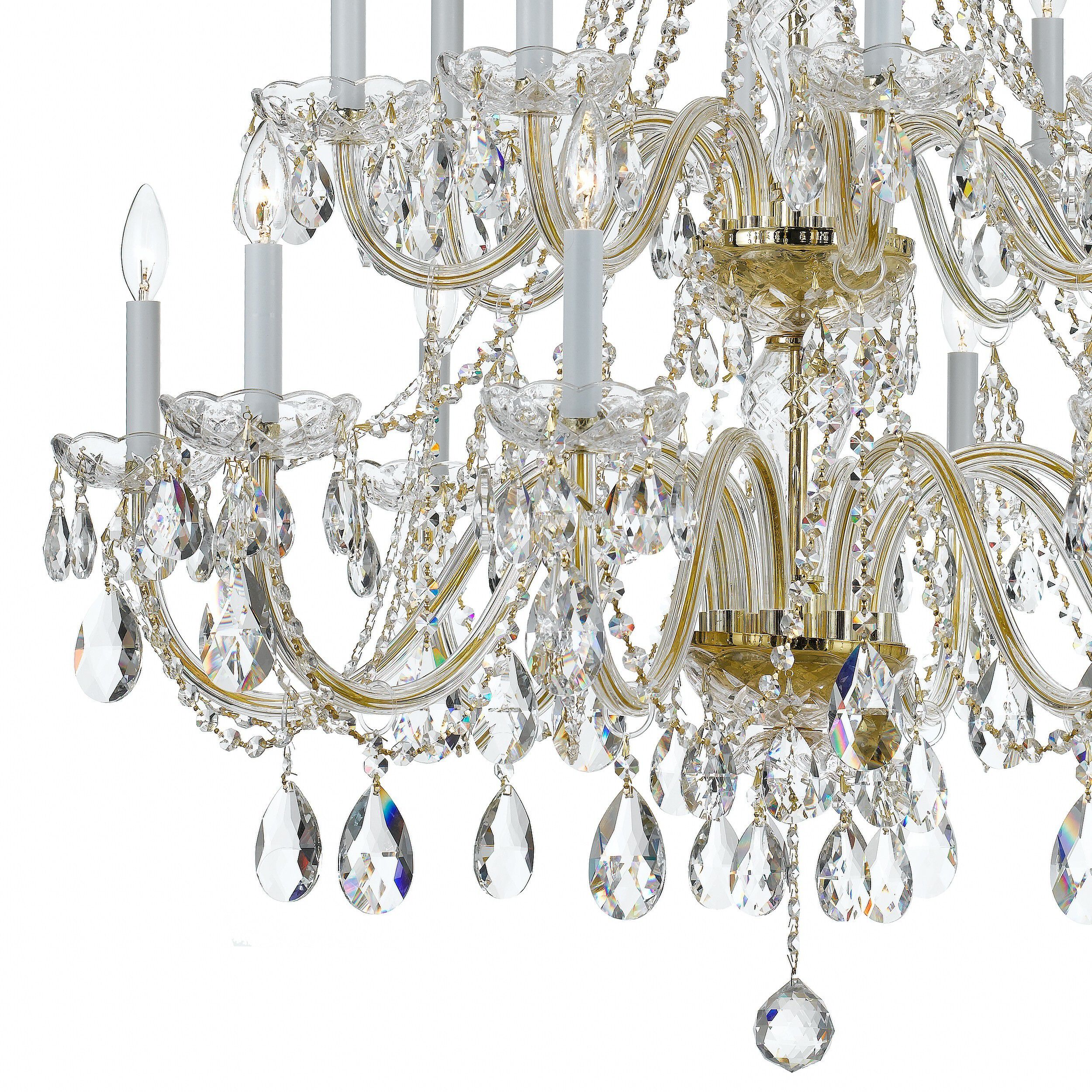 Traditional Crystal 16 Light 37 inch Polished Brass Chandelier Ceiling Light in Clear Spectra