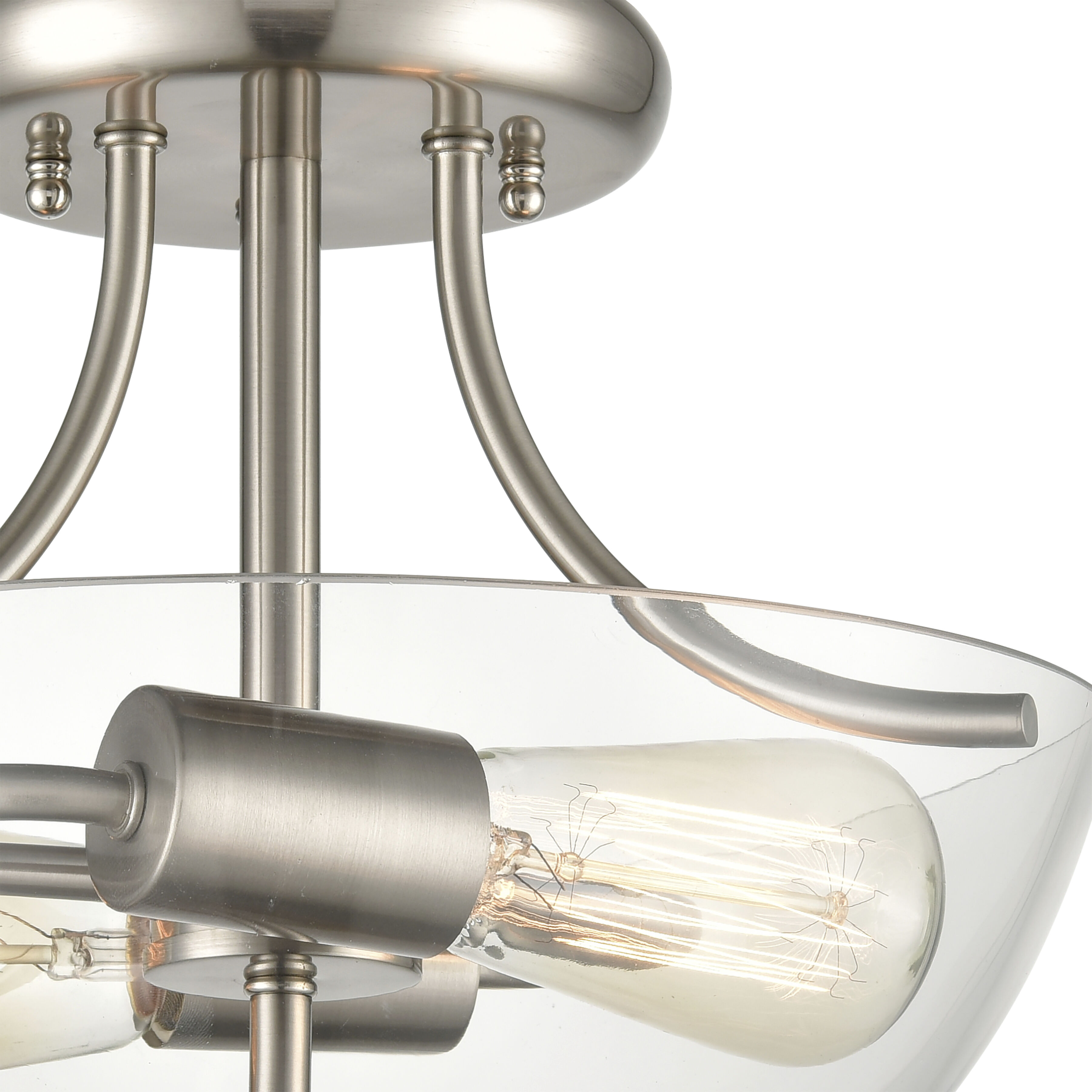 Astoria 2 Light 15 inch Brushed Nickel Semi Flush Mount Ceiling Light