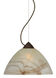 Tessa 1 Light Bronze Pendant Ceiling Light in Mocha Glass, Incandescent