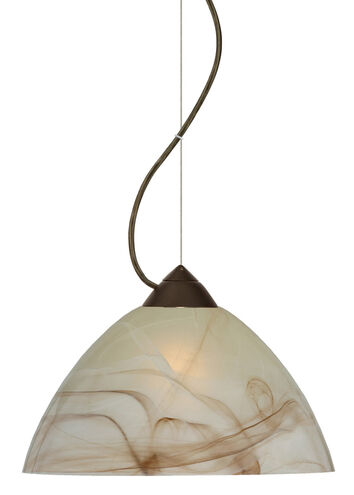 Tessa 1 Light Bronze Pendant Ceiling Light in Mocha Glass, Incandescent