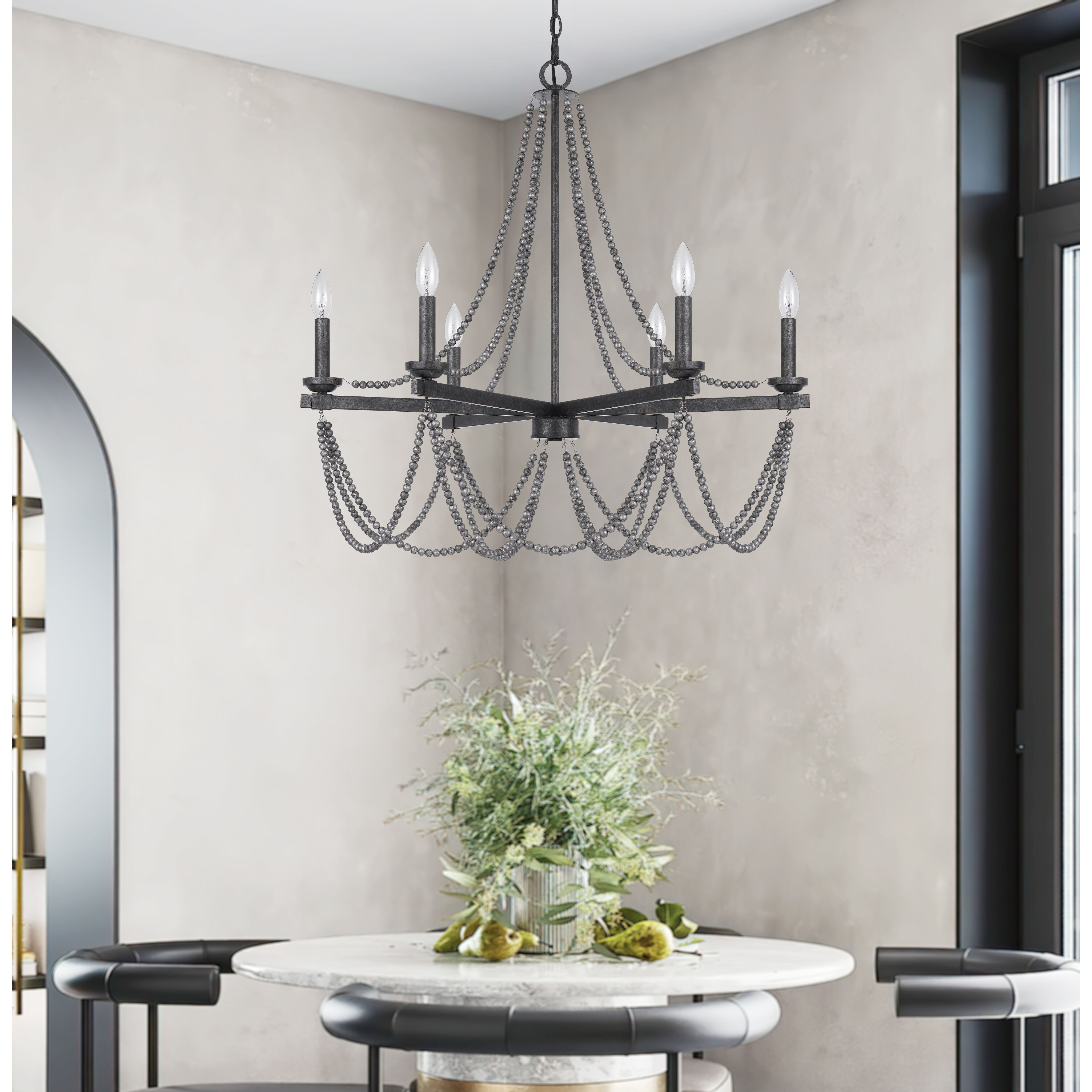Ventura 6 Light 30 inch Aged Silver Chandelier Ceiling Light