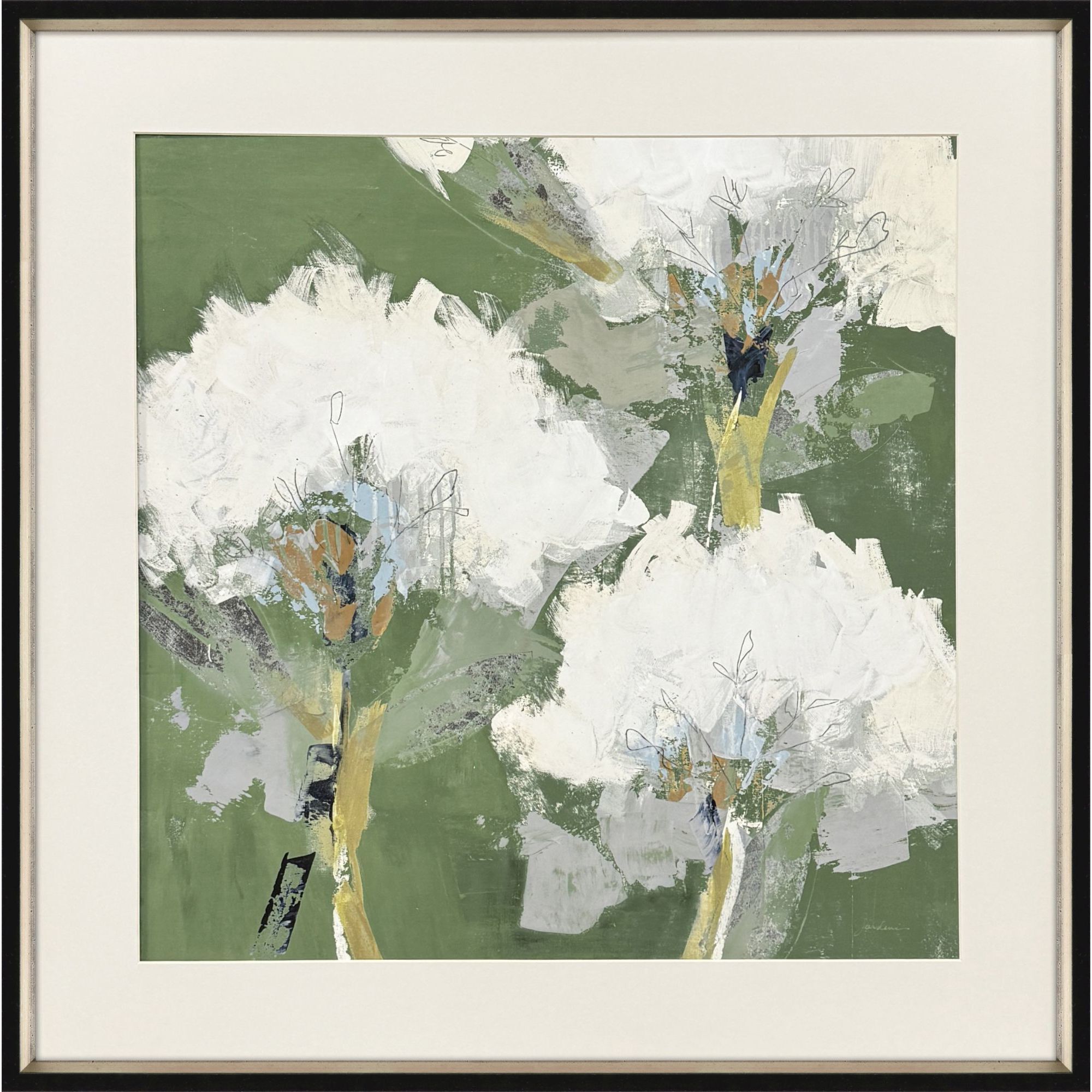 Starlight White and Green and Blue and Black Framed Art