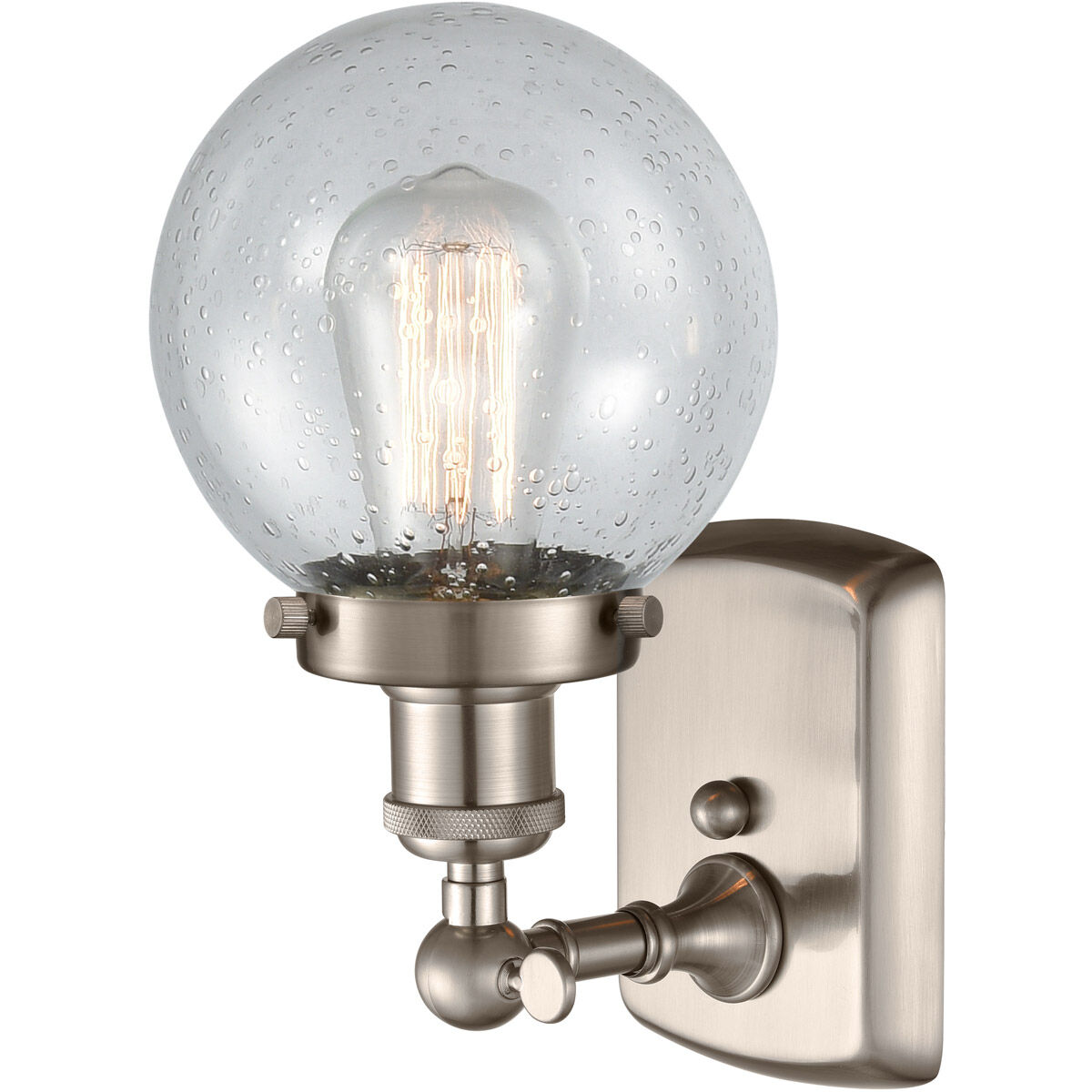 Ballston Beacon LED 6 inch Brushed Satin Nickel Sconce Wall Light in Seedy Glass, Ballston