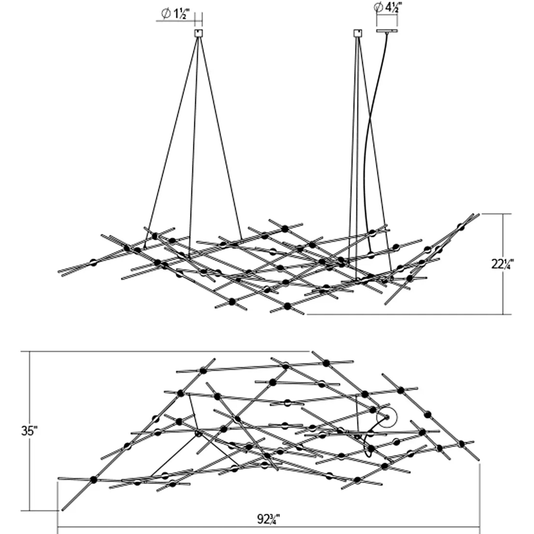 Constellation Ursa Major LED 92.75 inch Satin Brass Chandelier Ceiling Light in 3000K, Clear Faceted Acrylic, 10 FT. Cord