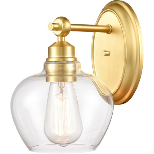 Amina LED 7 inch Satin Gold Bath Vanity Light Wall Light in Clear Glass