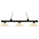 Riviera 3 Light 59 inch Bronze Billiard Ceiling Light in 18, Golden Mottle Glass